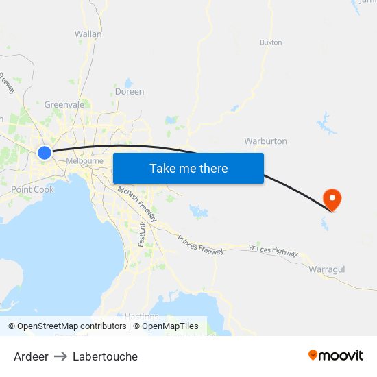 Ardeer to Labertouche map