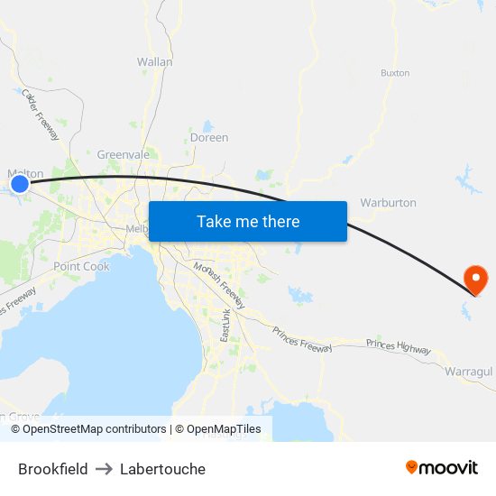 Brookfield to Labertouche map