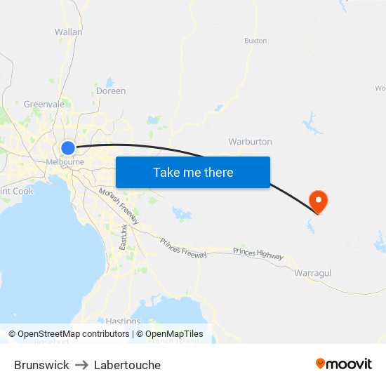 Brunswick to Labertouche map