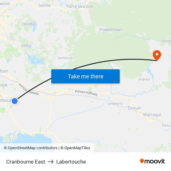 Cranbourne East to Labertouche map