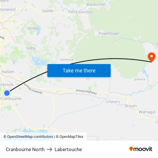 Cranbourne North to Labertouche map