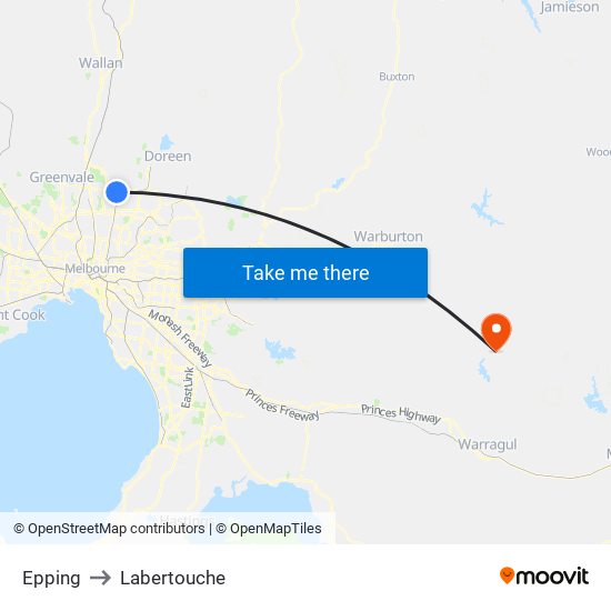 Epping to Labertouche map