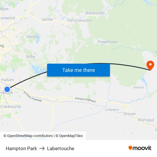 Hampton Park to Labertouche map