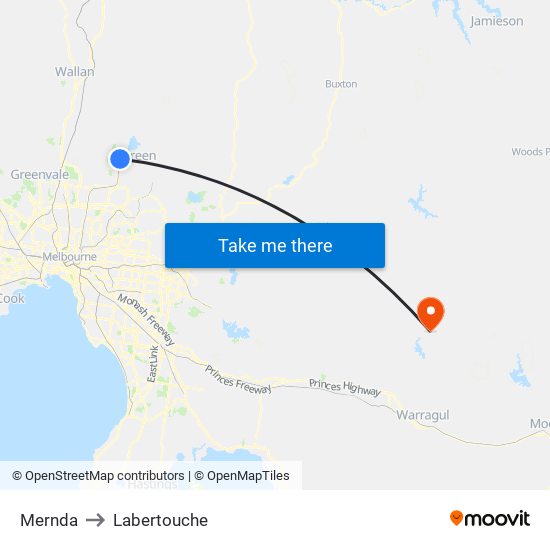 Mernda to Labertouche map