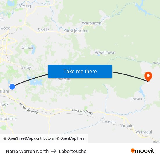 Narre Warren North to Labertouche map