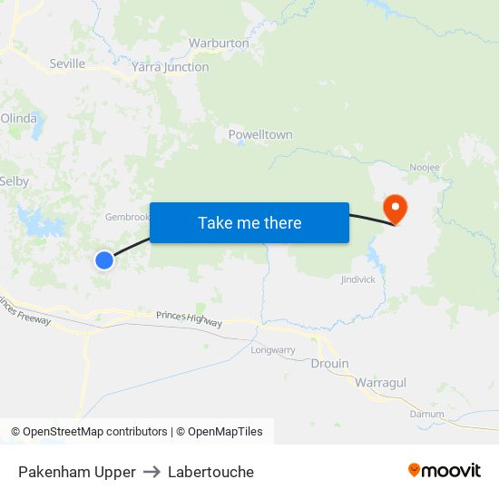 Pakenham Upper to Labertouche map