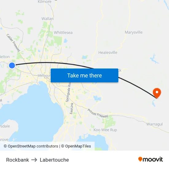 Rockbank to Labertouche map