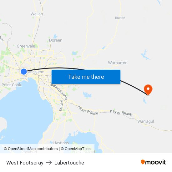 West Footscray to Labertouche map