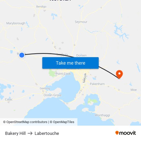 Bakery Hill to Labertouche map