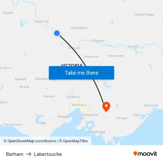 Barham to Labertouche map