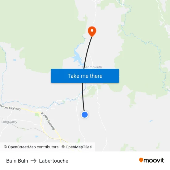 Buln Buln to Labertouche map