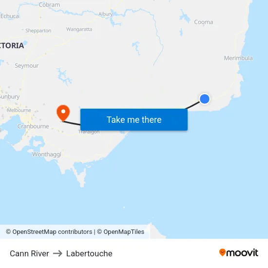 Cann River to Labertouche map