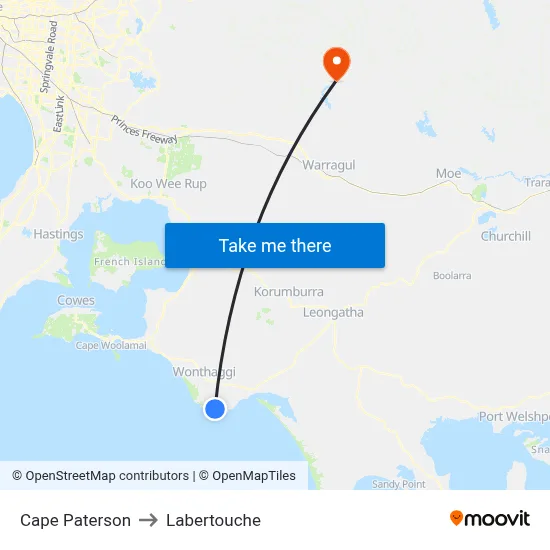 Cape Paterson to Labertouche map