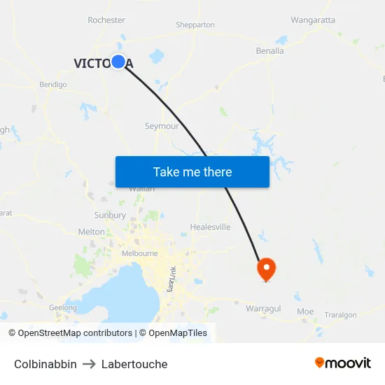 Colbinabbin to Labertouche map