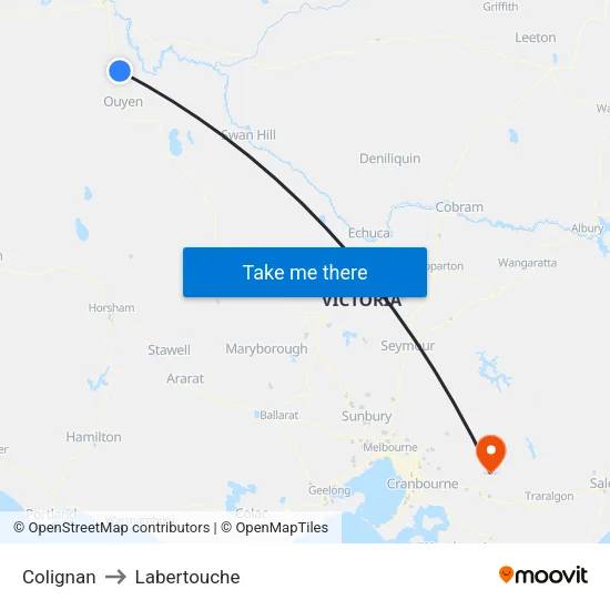 Colignan to Labertouche map