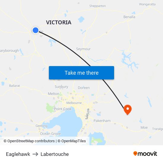 Eaglehawk to Labertouche map