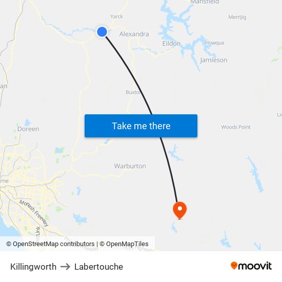 Killingworth to Labertouche map