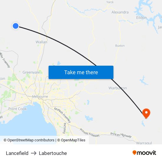 Lancefield to Labertouche map