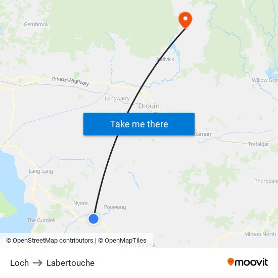 Loch to Labertouche map