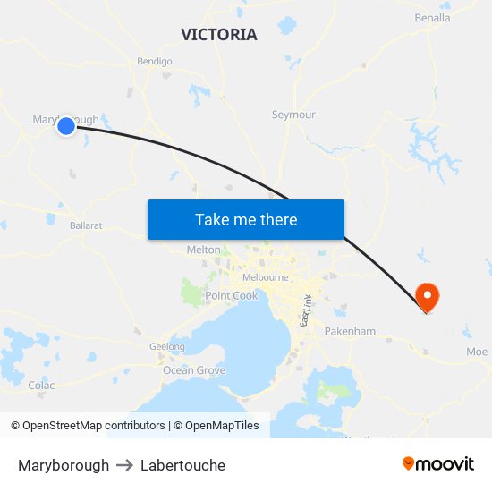 Maryborough to Labertouche map