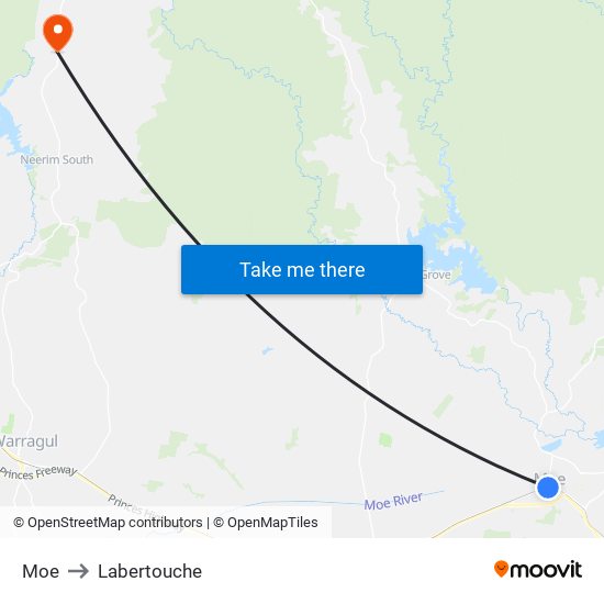 Moe to Labertouche map