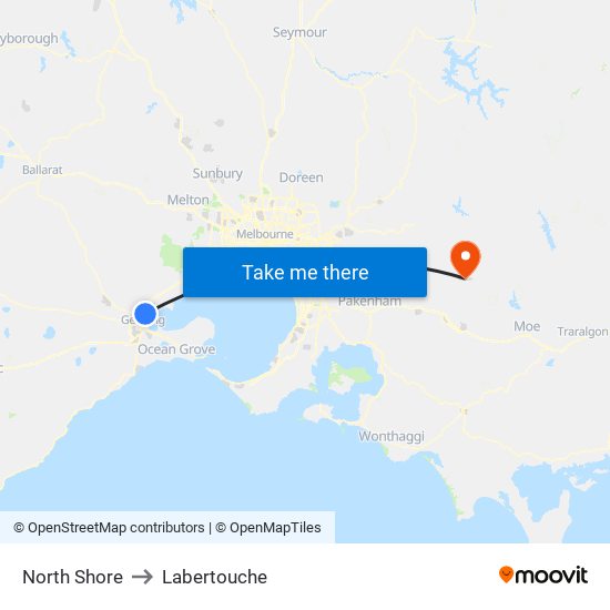 North Shore to Labertouche map