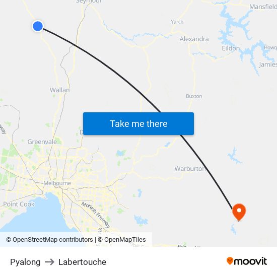 Pyalong to Labertouche map