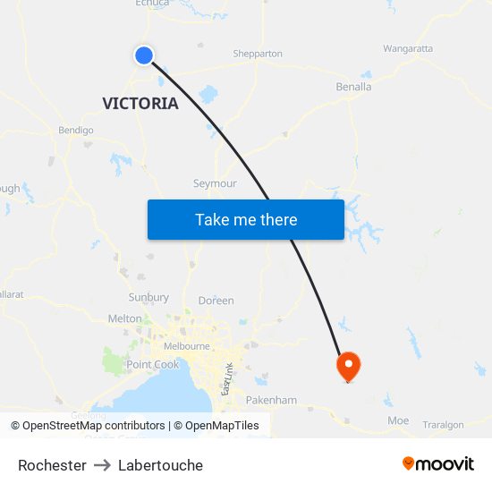 Rochester to Labertouche map