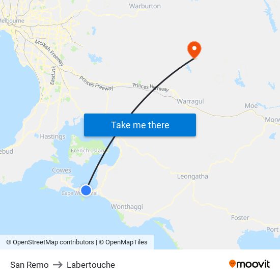 San Remo to Labertouche map