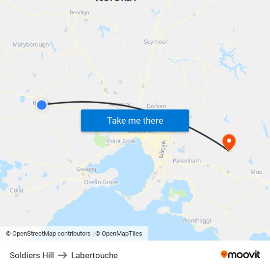 Soldiers Hill to Labertouche map