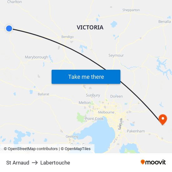 St Arnaud to Labertouche map