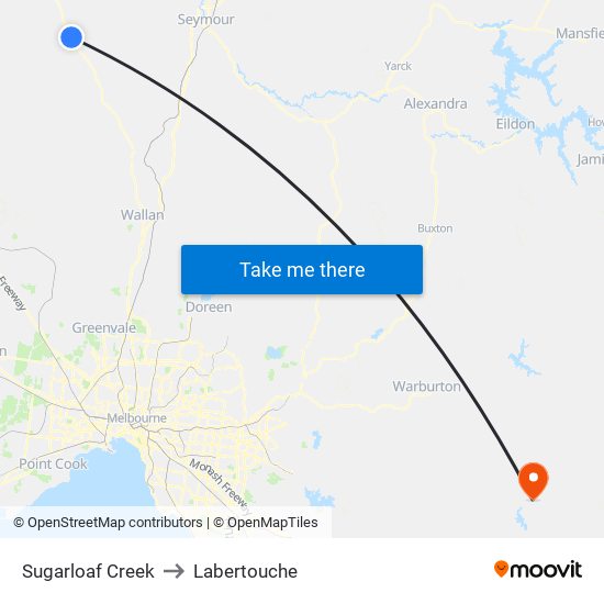 Sugarloaf Creek to Labertouche map