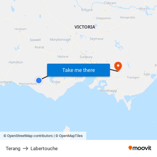 Terang to Labertouche map