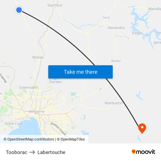 Tooborac to Labertouche map