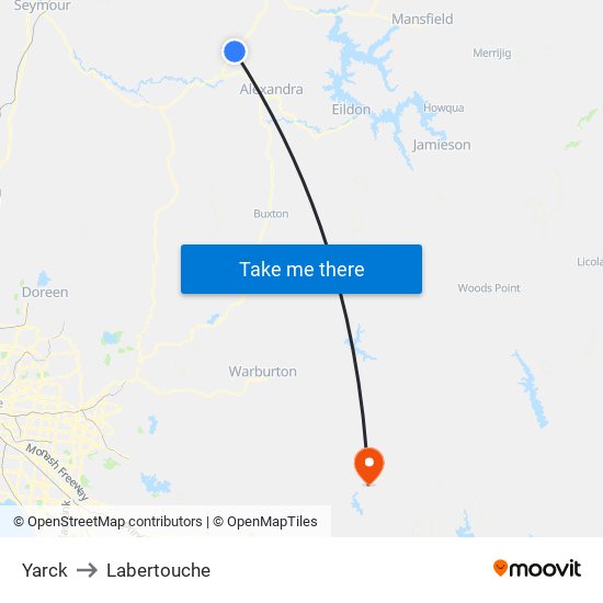 Yarck to Labertouche map