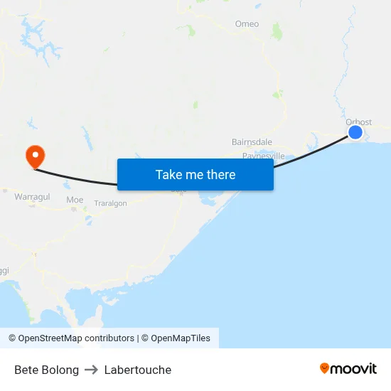 Bete Bolong to Labertouche map