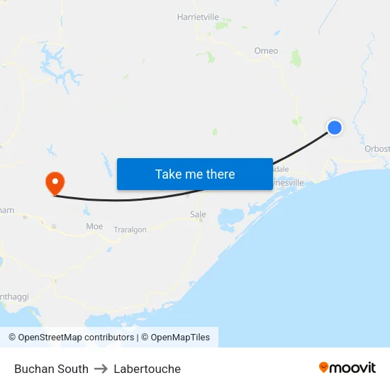 Buchan South to Labertouche map