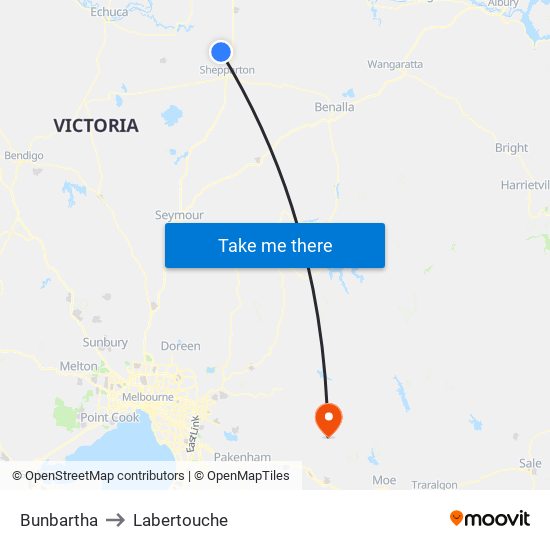 Bunbartha to Labertouche map