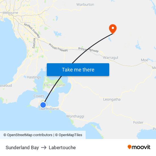 Sunderland Bay to Labertouche map