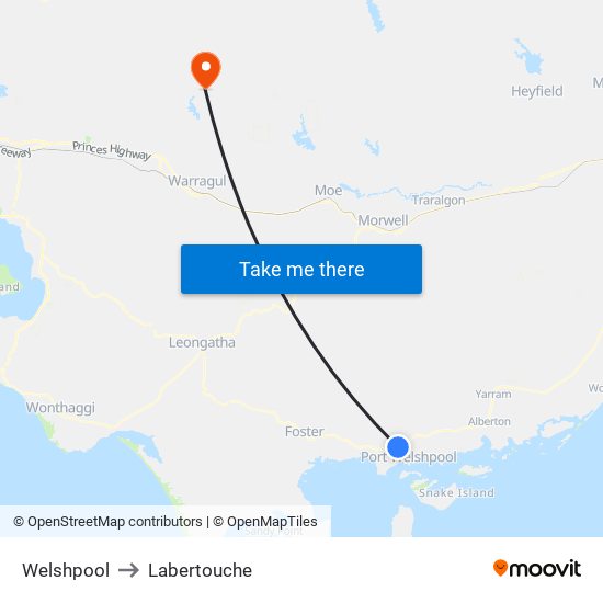 Welshpool to Labertouche map