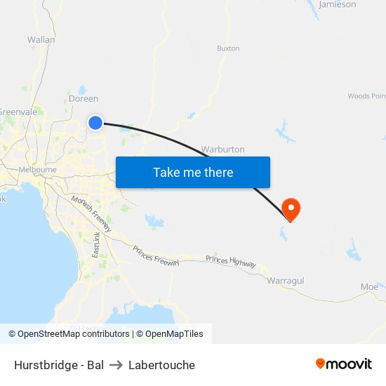 Hurstbridge - Bal to Labertouche map