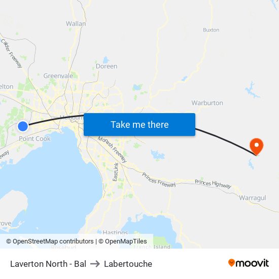 Laverton North - Bal to Labertouche map