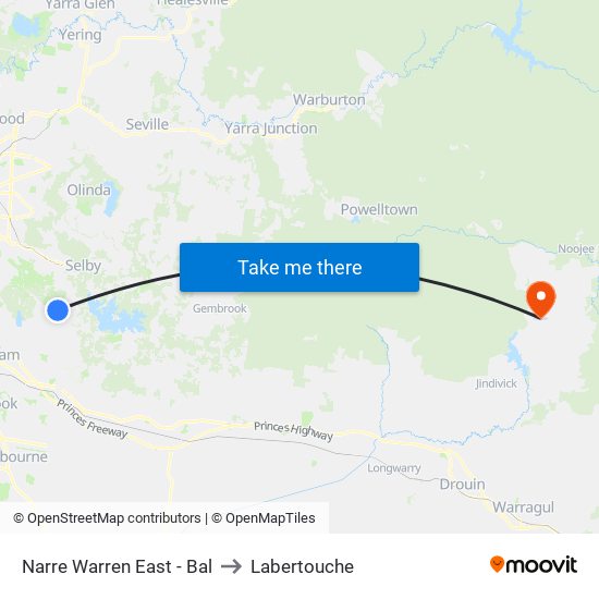 Narre Warren East - Bal to Labertouche map