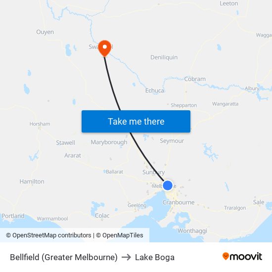 Bellfield (Greater Melbourne) to Lake Boga map