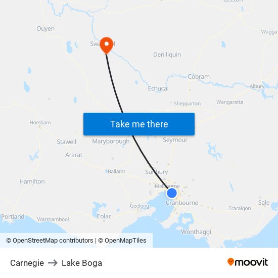 Carnegie to Lake Boga map