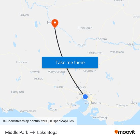 Middle Park to Lake Boga map