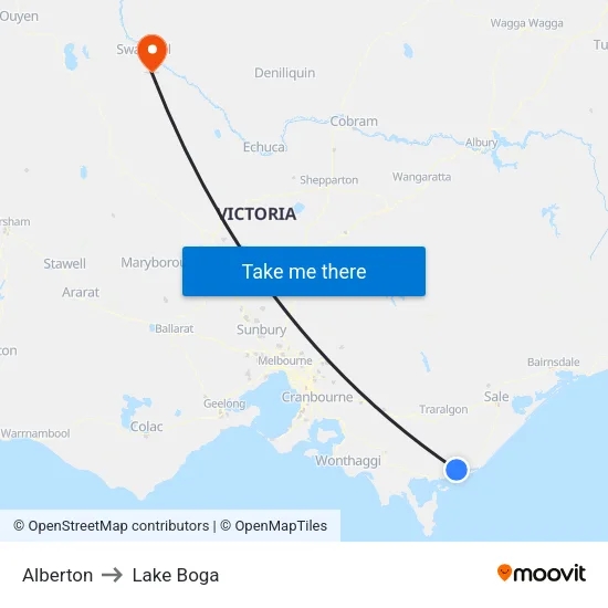 Alberton to Lake Boga map