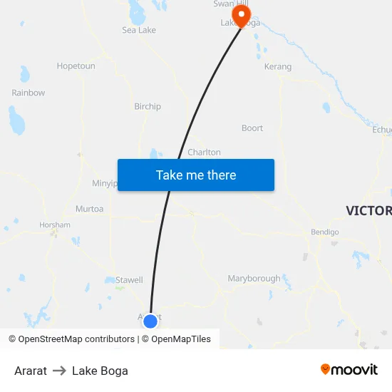 Ararat to Lake Boga map