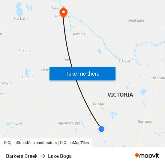 Barkers Creek to Lake Boga map