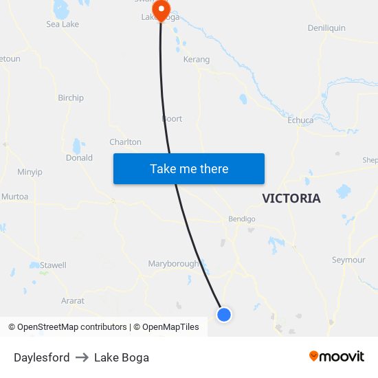 Daylesford to Lake Boga map